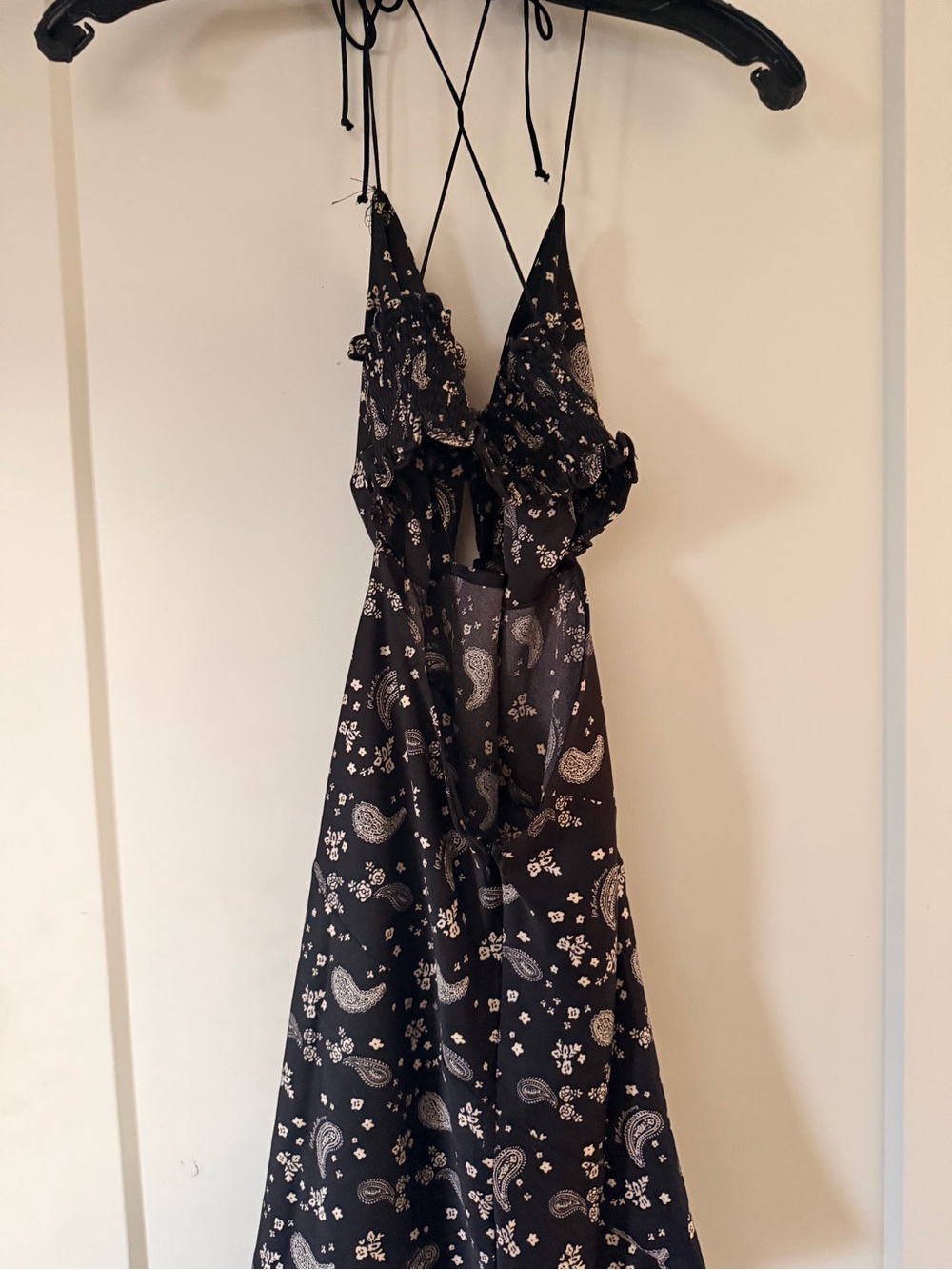 For Love & Lemons Black and White Paisley Backless Maxi Dress